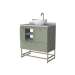 Imagen de Mueble De Baño De Pie Suez Verde 80 cm con mesada Granito y Bacha De Loza