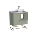 Imagen de Mueble De Baño De Pie Suez Verde 80 cm con mesada Granito y Bacha De Loza