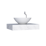 Imagen de Mueble de baño suspendido Bliss blanco 80 cm con Mesada en porcelanato blanco marmolado sin bacha