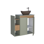 Imagen de Mueble de baño suspendido Lotus Verde 80 cm con tapa de vidrio con bacha