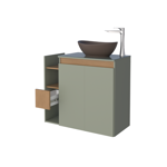 Imagen de Mueble de baño suspendido Lotus Verde 80 cm con tapa de vidrio con bacha