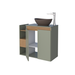 Imagen de Mueble de baño suspendido Lotus Verde 80 cm con tapa de vidrio con bacha