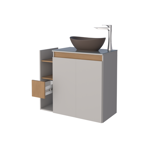 Imagen de Mueble de baño suspendido Lotus Beige 80 cm con tapa de vidrio con bacha