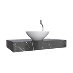 Imagen de Mueble de baño suspendido Bliss blanco con mesada en porcelanato Peri Negro Pulido 80 cm sin bacha