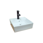 Imagen de Bacha de apoyo cuadrada 38 cm c/mesa Blanco Brillante Dmc