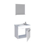 Imagen de Mueble de baño suspendido Agata Blanco 50 cm bacha de resina natural y espejo