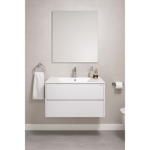 Imagen de Mueble de baño suspendido Blanco 80 cm con bacha de loza